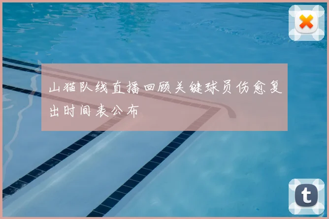 山猫队线直播回顾关键球员伤愈复出时间表公布